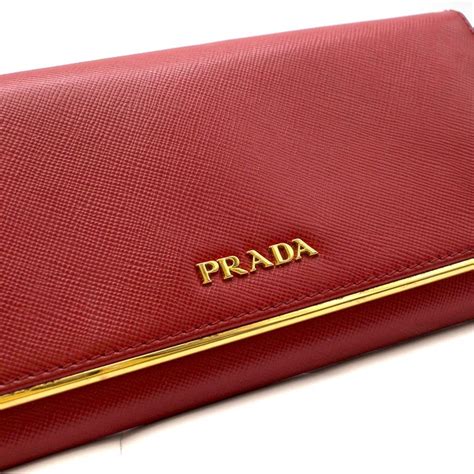 prada red leather wallet